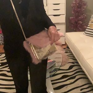 Cutest pink furry crossbody bag/clutch